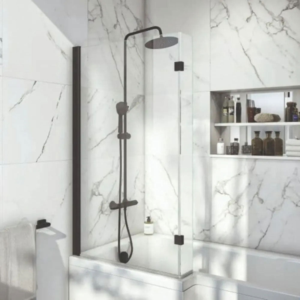 L Shape Shower Bath Suite with Toilet, 2 Door Basin Unit, Taps and Shower image 4