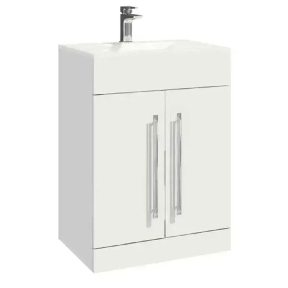 L Shaped Bath Vanity Suite with Black Taps, Dual Head Shower & Accessories image 10