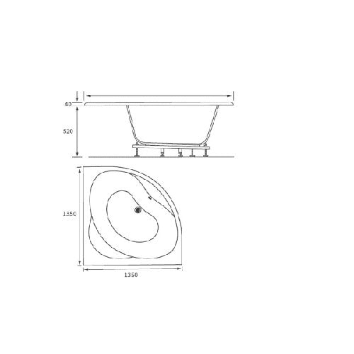 Lagune Corner Bath, 1350mm x 1350mm, White image 1
