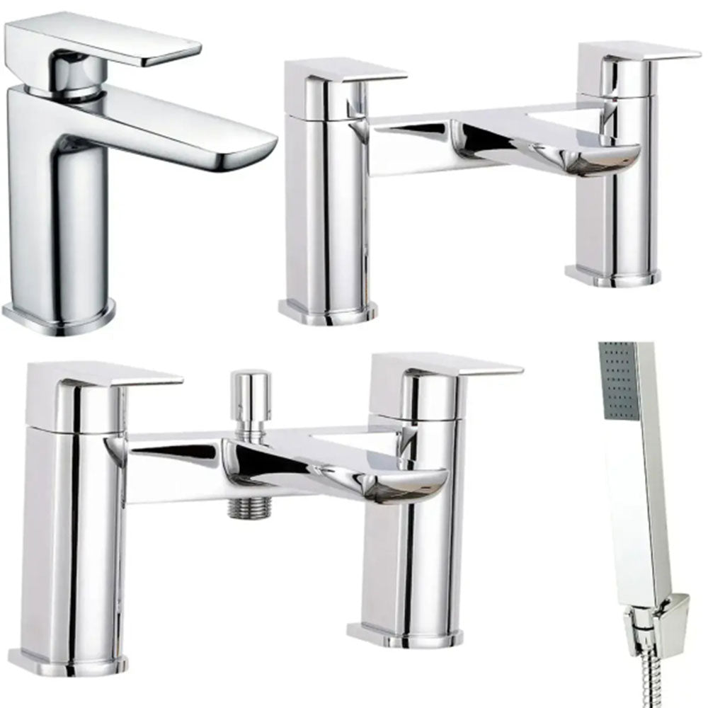 Lagune Corner Bath Suite with Toilet, 2 Door Basin Unit and Taps image 11