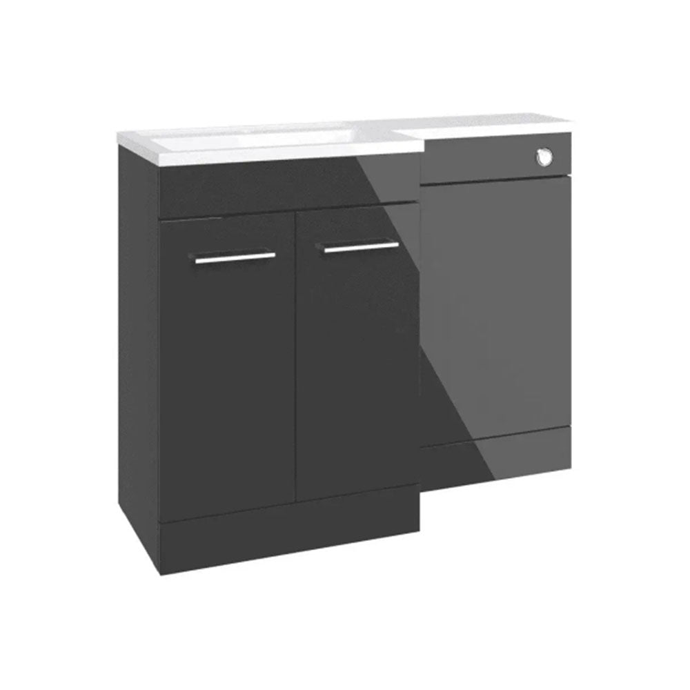 Lavello 1100mm Floor Standing L Shape Pack with Basin top, Anthracite Gloss image 1