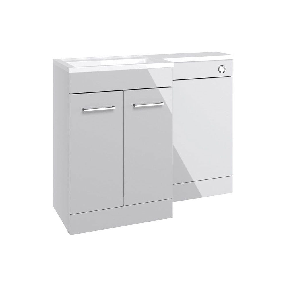 Lavello 1100mm Floor Standing L Shape Pack with Basin Worktop, Grey Gloss image