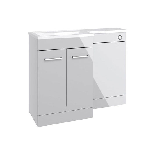Lavello 1100mm Floor Standing L Shape Pack with Basin Worktop, Grey Gloss image