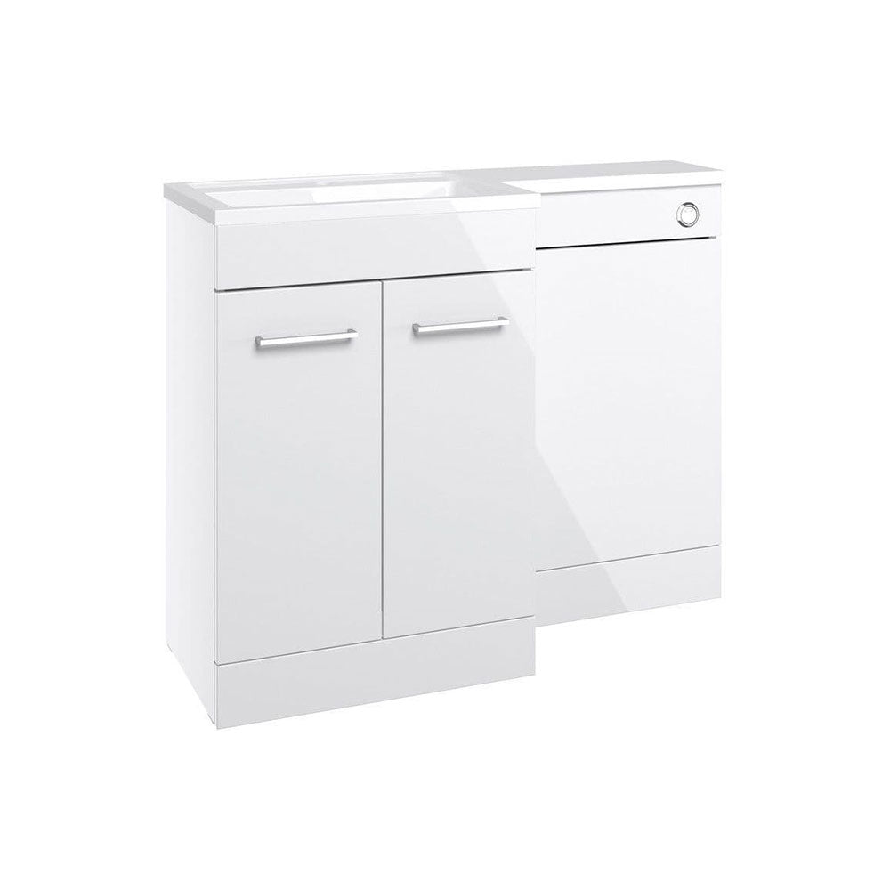 Lavello 1100mm Floor Standing L Shape Pack with Basin Worktop, White Gloss image