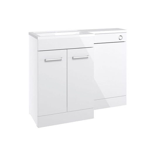 Lavello 1100mm Floor Standing L Shape Pack with Basin Worktop, White Gloss image