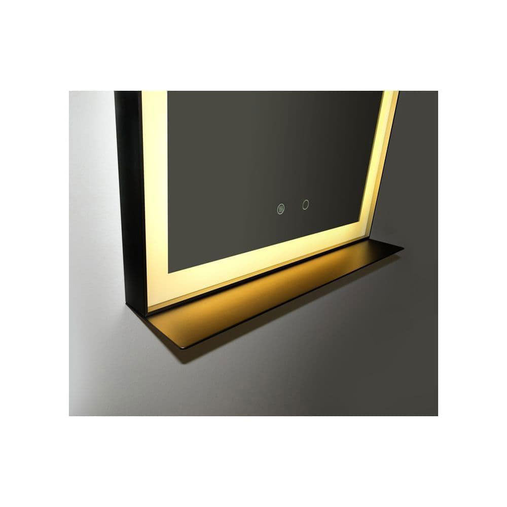 Leccen 800x600mm Edge-Lit Rectangular Mirror, Black image 1