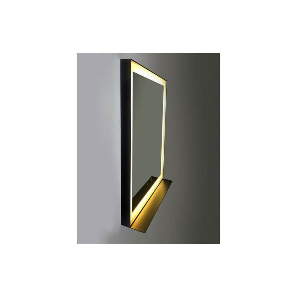 Leccen 800x600mm Edge-Lit Rectangular Mirror, Black image 3