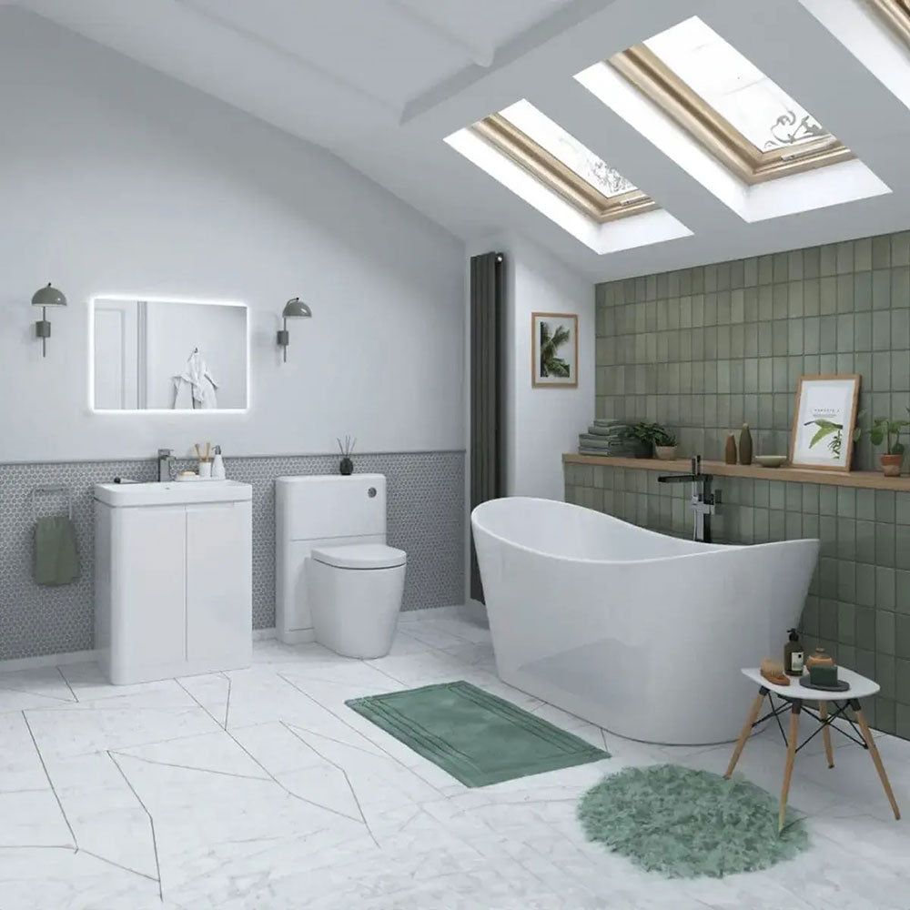 Libras 350 2 Door Wall Hung Tall Unit, White Gloss image 1