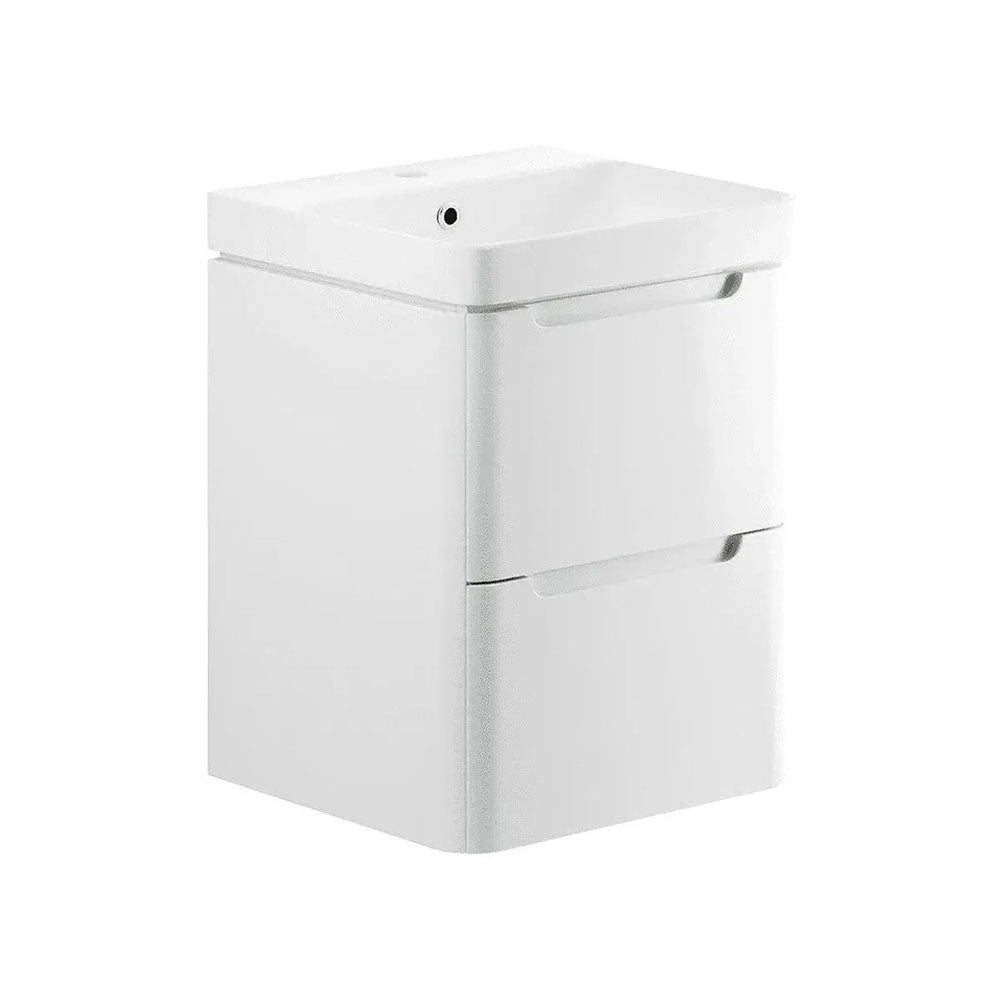 Libras 500 2 Drawer Wall Hung Cloakroom Basin Unit, White Gloss image