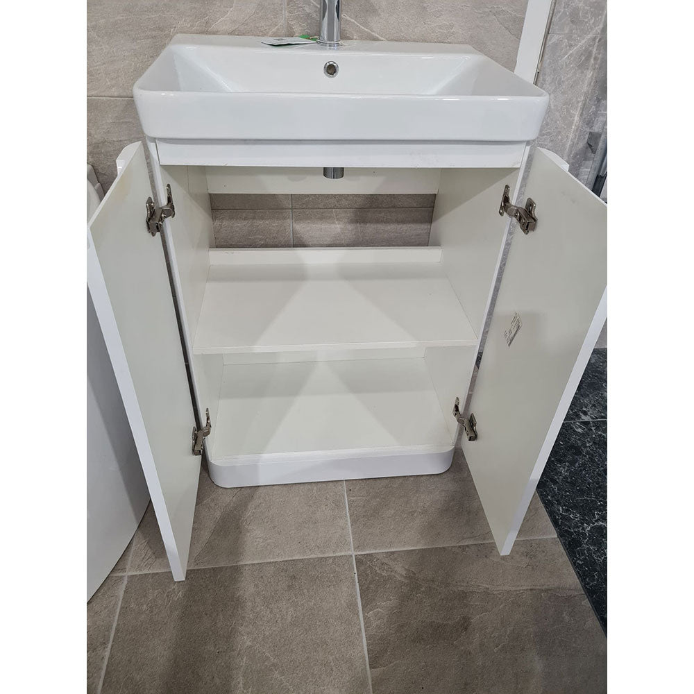 Libras 600 2 Door Floor Standing Basin Unit, White Gloss