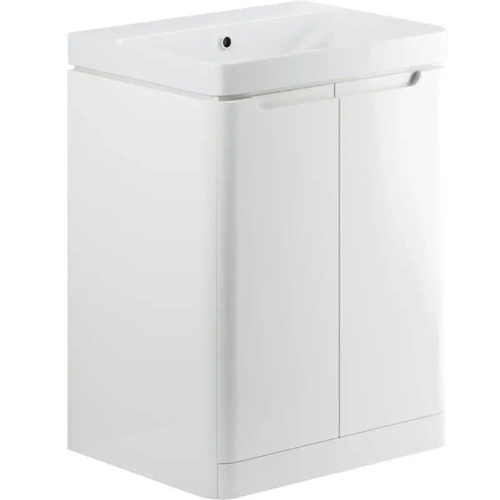Libras 600 2 Door Floor Standing Basin Unit, White Gloss