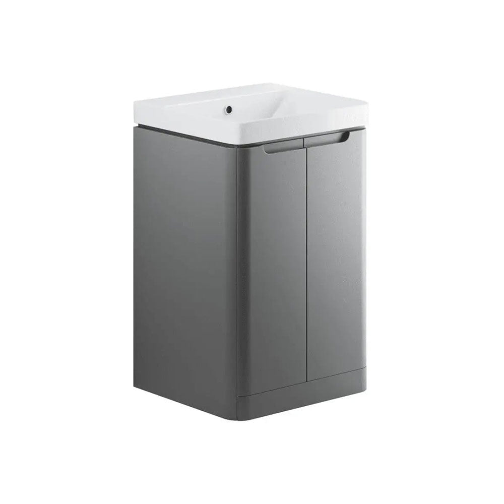 Libras 600 2 Door Floor Standing Cloakroom Basin Unit, Matt Grey image