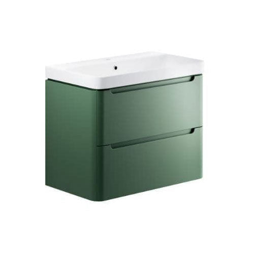 Libras 800 2 Drawer Wall Hung Basin Unit,  Matt Sage Green