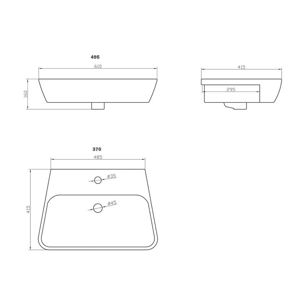 Lyrar Semi Recessed Basin, 1 Tap Hole image 1
