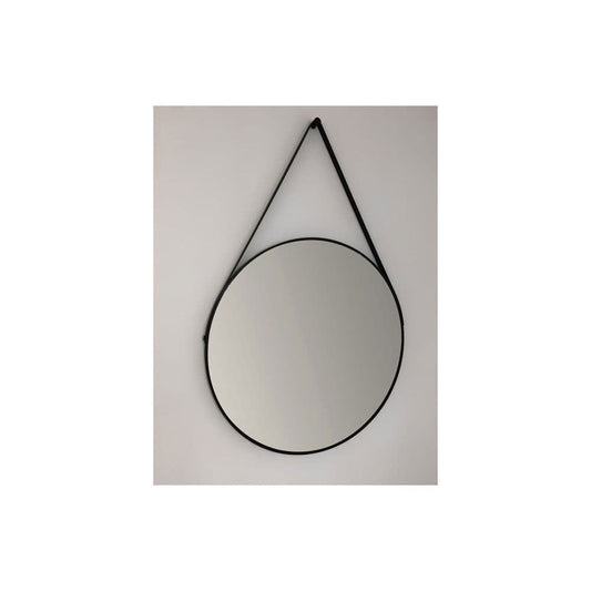 Macey 600mm Round Hanging Mirror, Black image