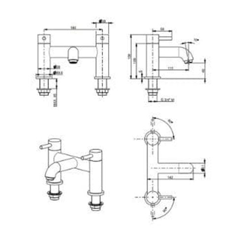 Maira Deck Mounted Bath Filler Tap, Matt Black