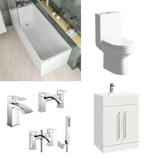 Malin 1800x700 Bath and Vanity Unit Bathroom Suite with Taps & Wastes image