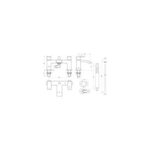 Mataro Bath Shower Mixer Tap, Chrome, Modern Lever Style