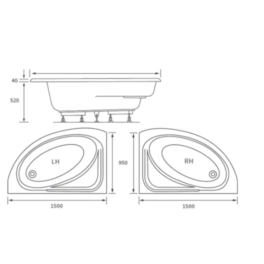 Merrill Corner Bath with Basin, Toilet, Taps and Wastes image 2