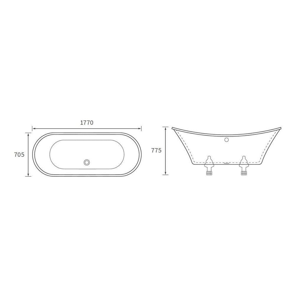Millard 1760 x 710mm Freestanding Bath with Chrome Feet Set