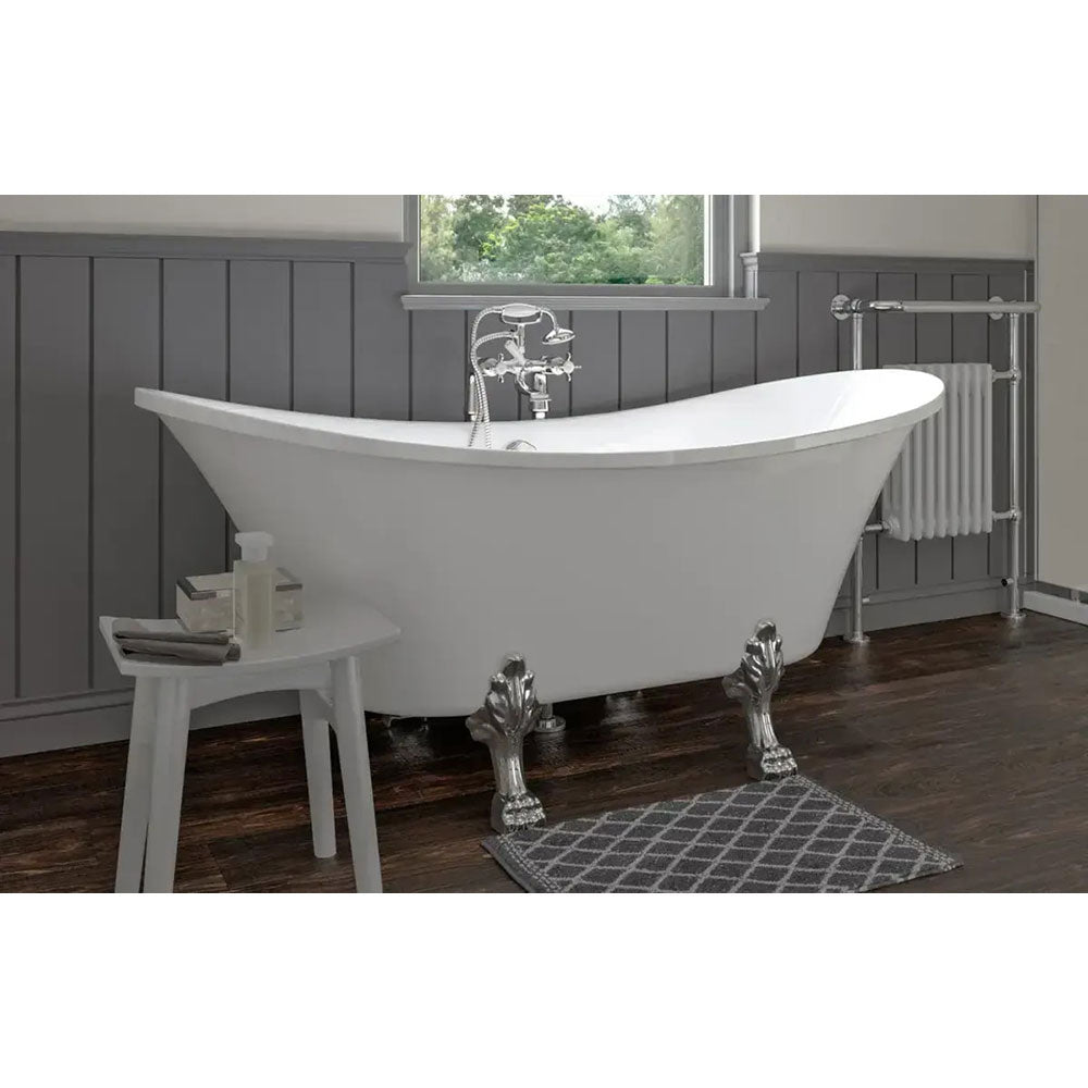 Millard 1760 x 710mm Freestanding Bath with Chrome Feet Set