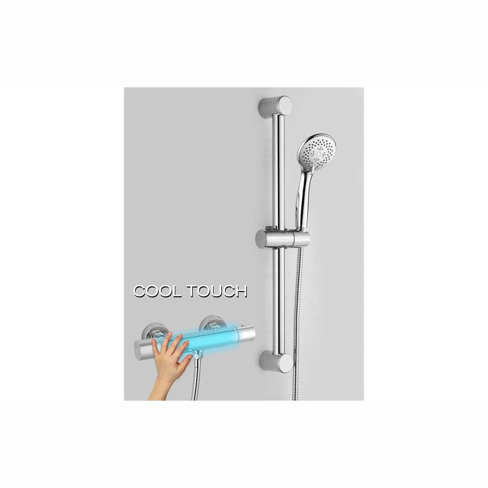 Mizar Cool Touch Thermostatic Bar Mixer Shower, Chrome image 1
