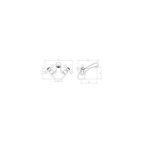Modox Basin Mixer Tap, Chrome, Traditional Cross Top Style