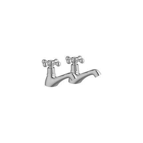Modox Bath Pillar Taps, Chrome, Traditional Cross Top Style