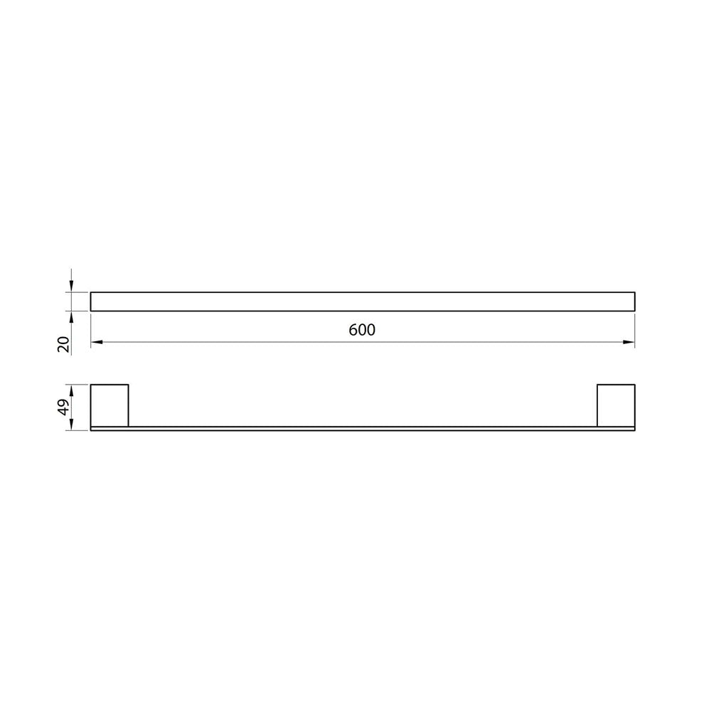 Mono Towel Bar, 600mm, Matt Black image 1