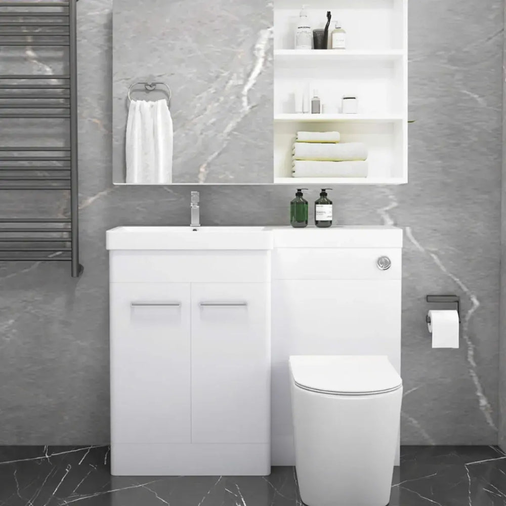 Narvik Waterproof 1100mm L Shape Furniture Suite with Basin Top 2