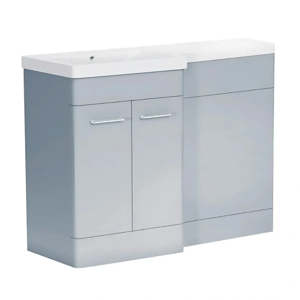 Narvik Waterproof 1100mm Light Grey L Shape Furniture Suite with Basin Top 2