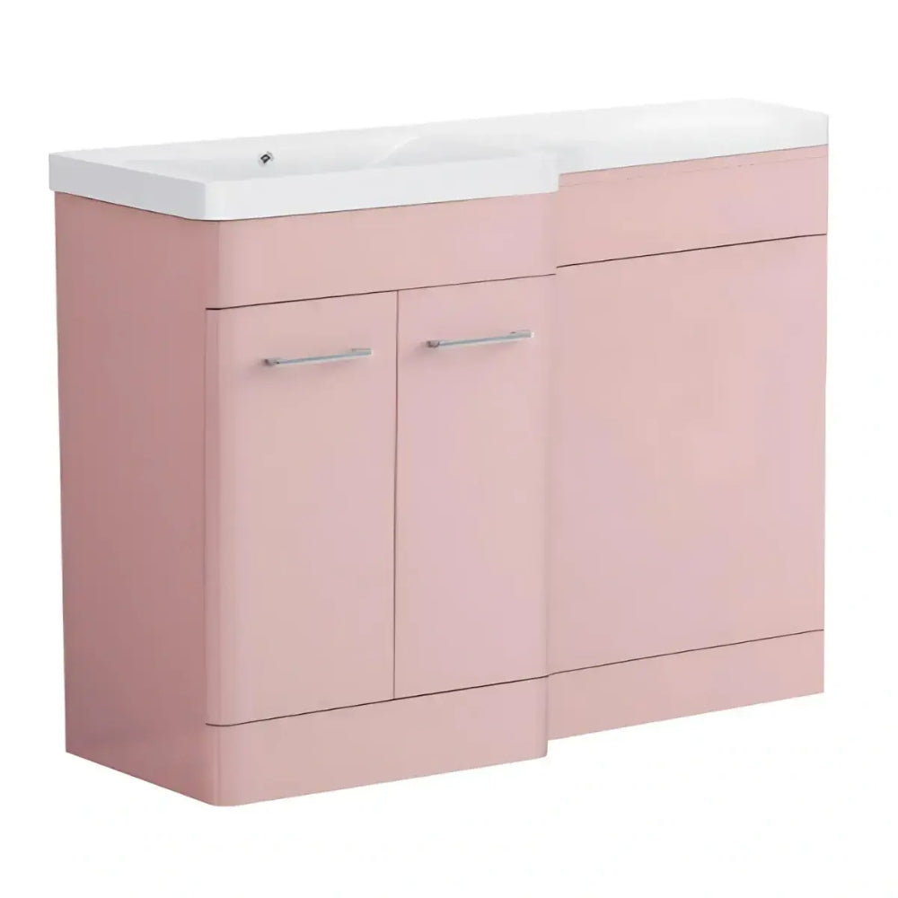 Narvik Waterproof 1100mm Pink L Shape Furniture Suite with Basin Top 2