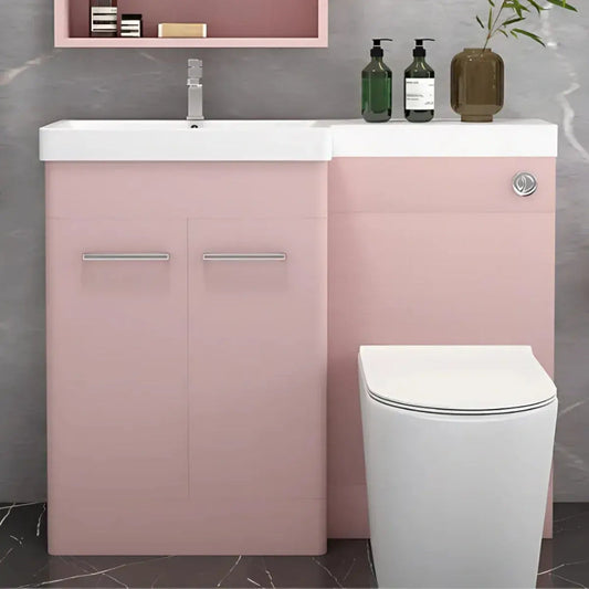 Narvik Waterproof 1100mm Pink L Shape Furniture Suite with Basin Top 1