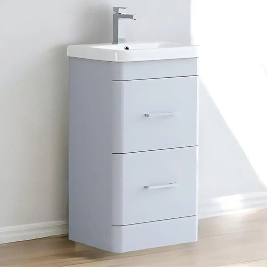 Narvik Waterproof 500mm 2 Drawer Vanity Unit Light Grey 1