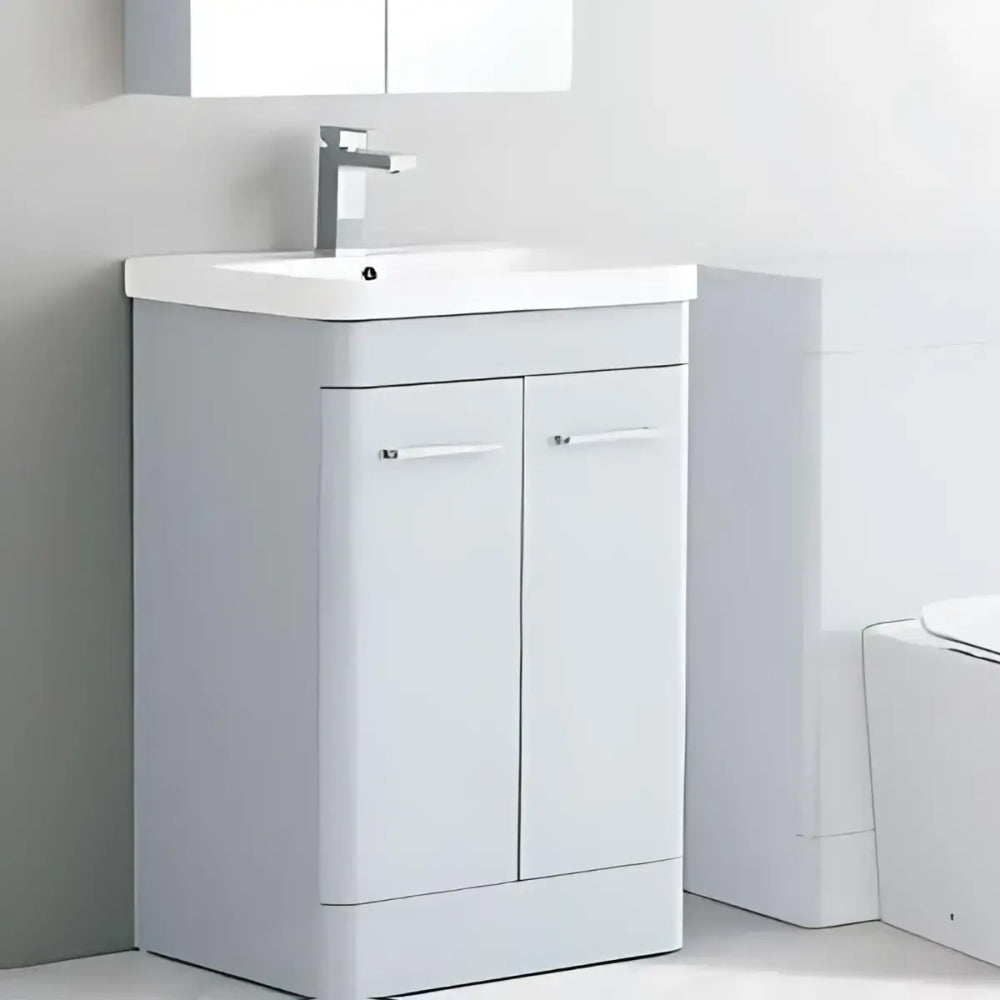 Narvik Waterproof 600mm Vanity Unit 2 Door Light Grey 1