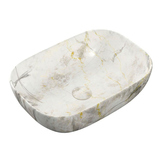 Otto 460x330mm Resin Countertop Washbowl - White Marble Effect image