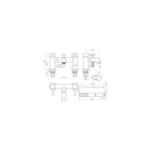 Pesco Bath/Shower Mixer Tap with Bracket, Chrome, Modern Lever Style