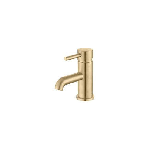Pesco Mono Basin Tap, Brushed Brass, Modern Lever Style