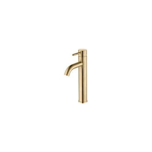 Pesco Mono Tall Basin Tap, Brushed Brass, Modern Lever Style