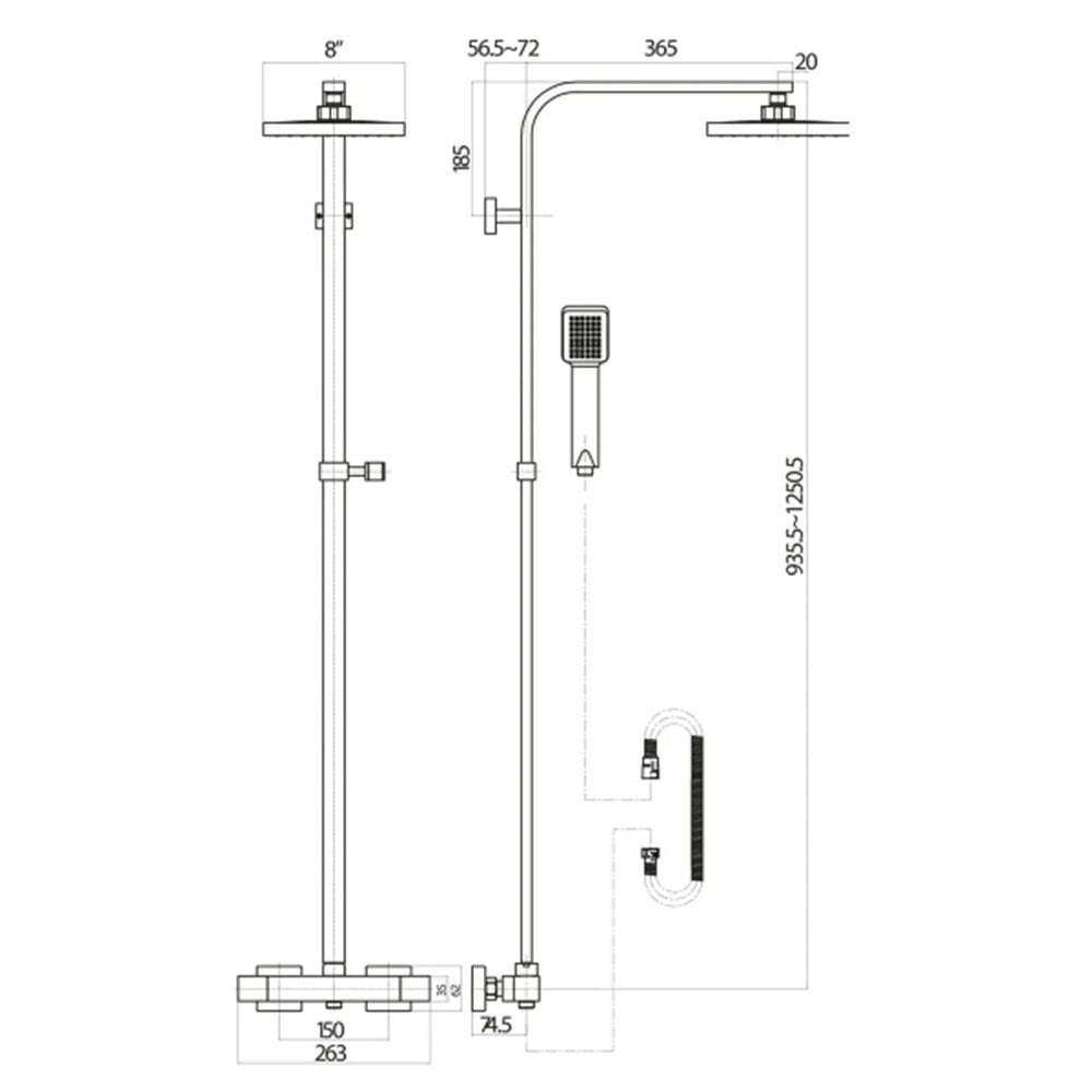 Porto Bathroom Suite with Vanity Unit, L Shape Bath, Taps and Dual Shower image 14