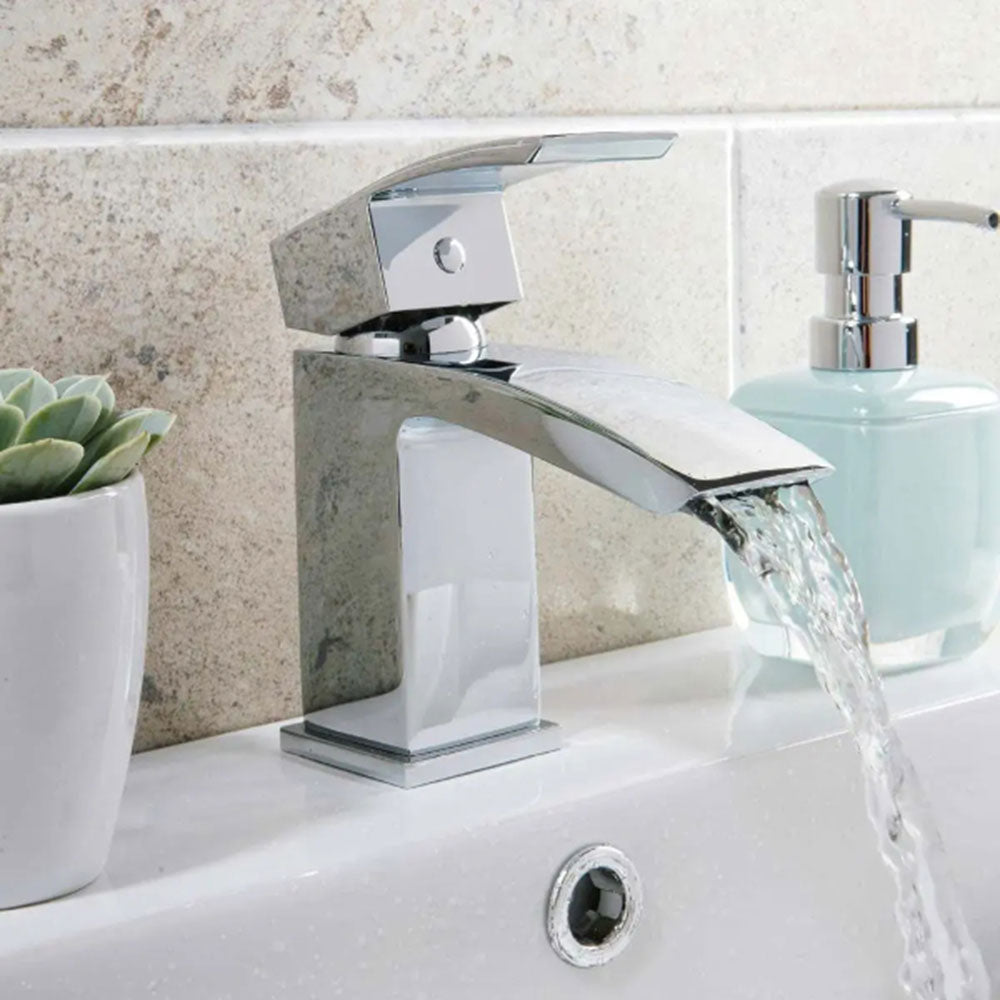 Porto Bathroom Suite with Vanity Unit, L Shape Bath, Taps and Dual Shower image 8