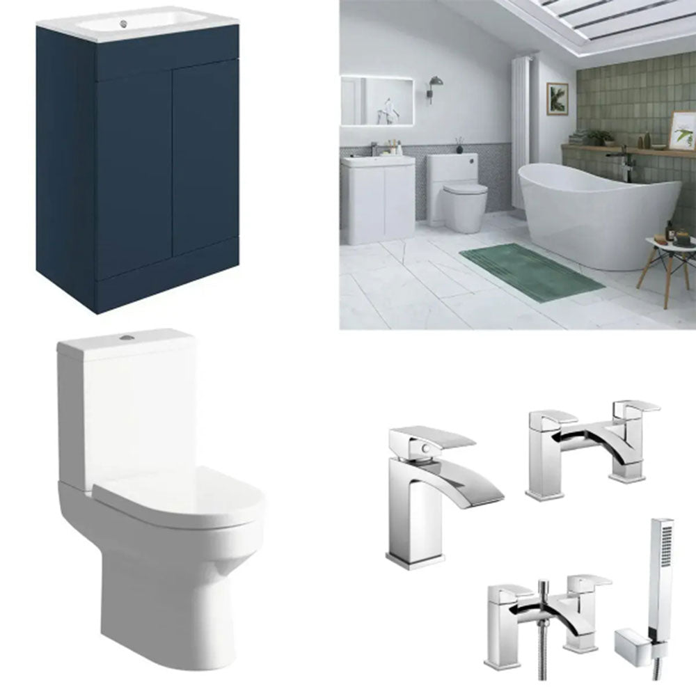 Porto Freestanding Bathroom Suite with Aruba Bath, Vanity Unit, Taps and Wastes image