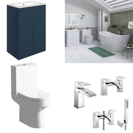 Porto Freestanding Bathroom Suite with Aruba Bath, Vanity Unit, Taps and Wastes image