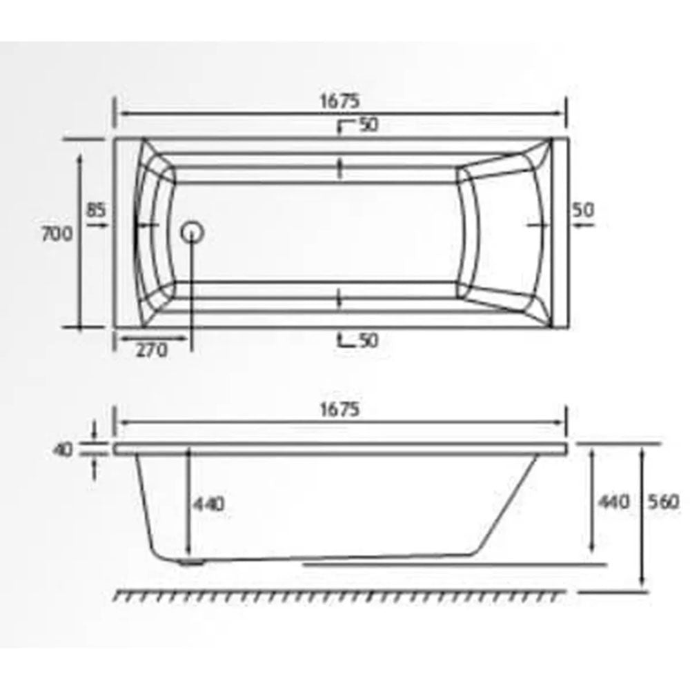 Porto Vanity Unit, 1675x700mm Bath, Bathroom Suite with  Bath & Taps image 2