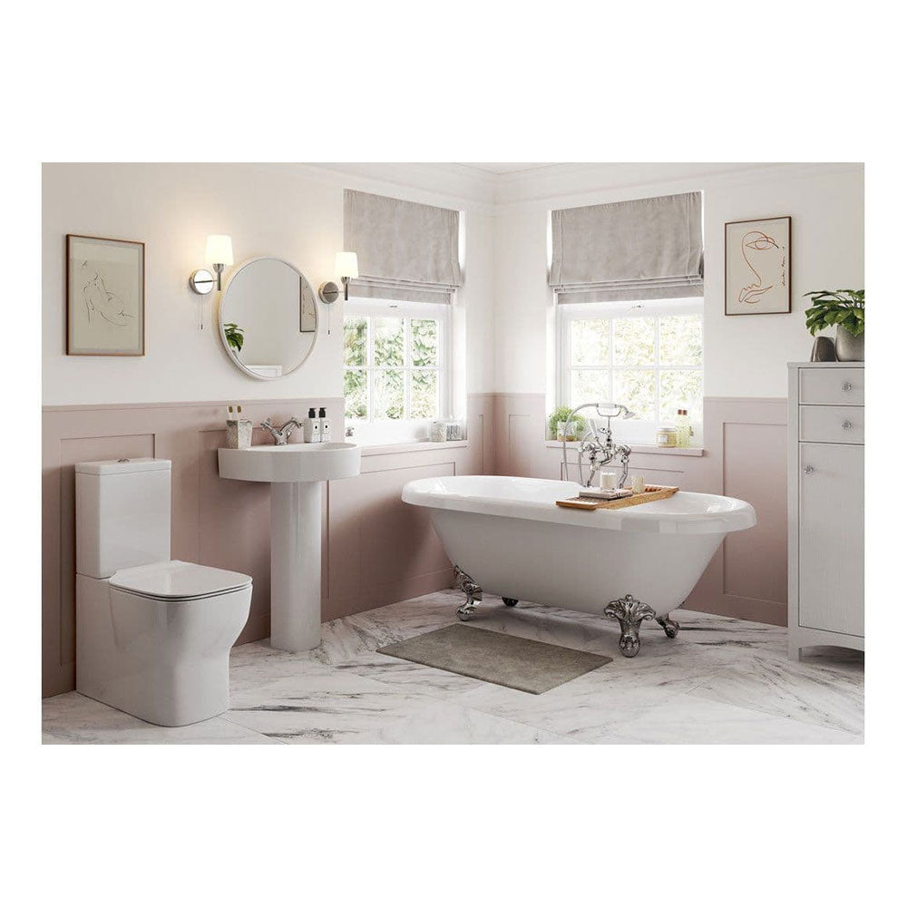 Regors Close Coupled Toilet Open Backed With Soft Close Seat image 1