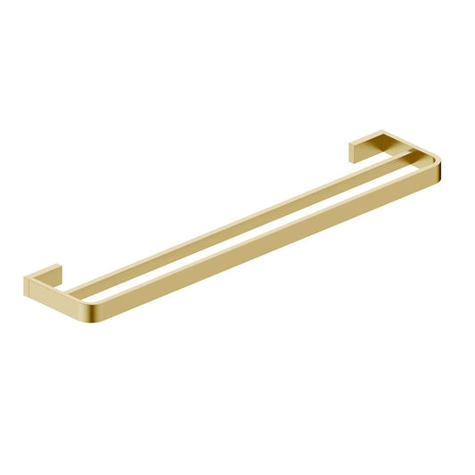 Roma Double Towel Rail, Brushed Brass, 600mm image