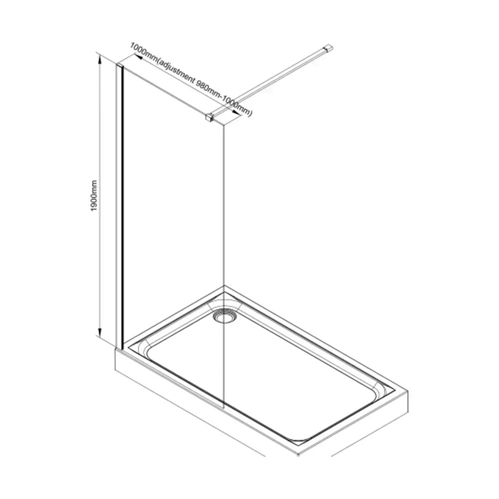 Saturn Brushed Brass Fluted Shower Screen with Shower, Extra Large Tray & Waste image 8