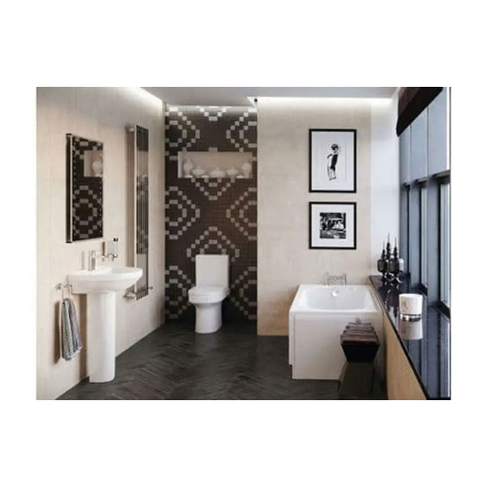 Serpens Matt Black Full Bathroom Suite with Bath Screen, Taps and Dual Shower image 1