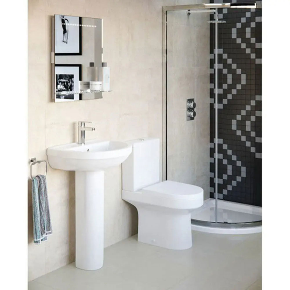 Serpens Matt Black Vanity Unit Bathroom Suite with L Shape Shower Bath and Dual Shower image 8