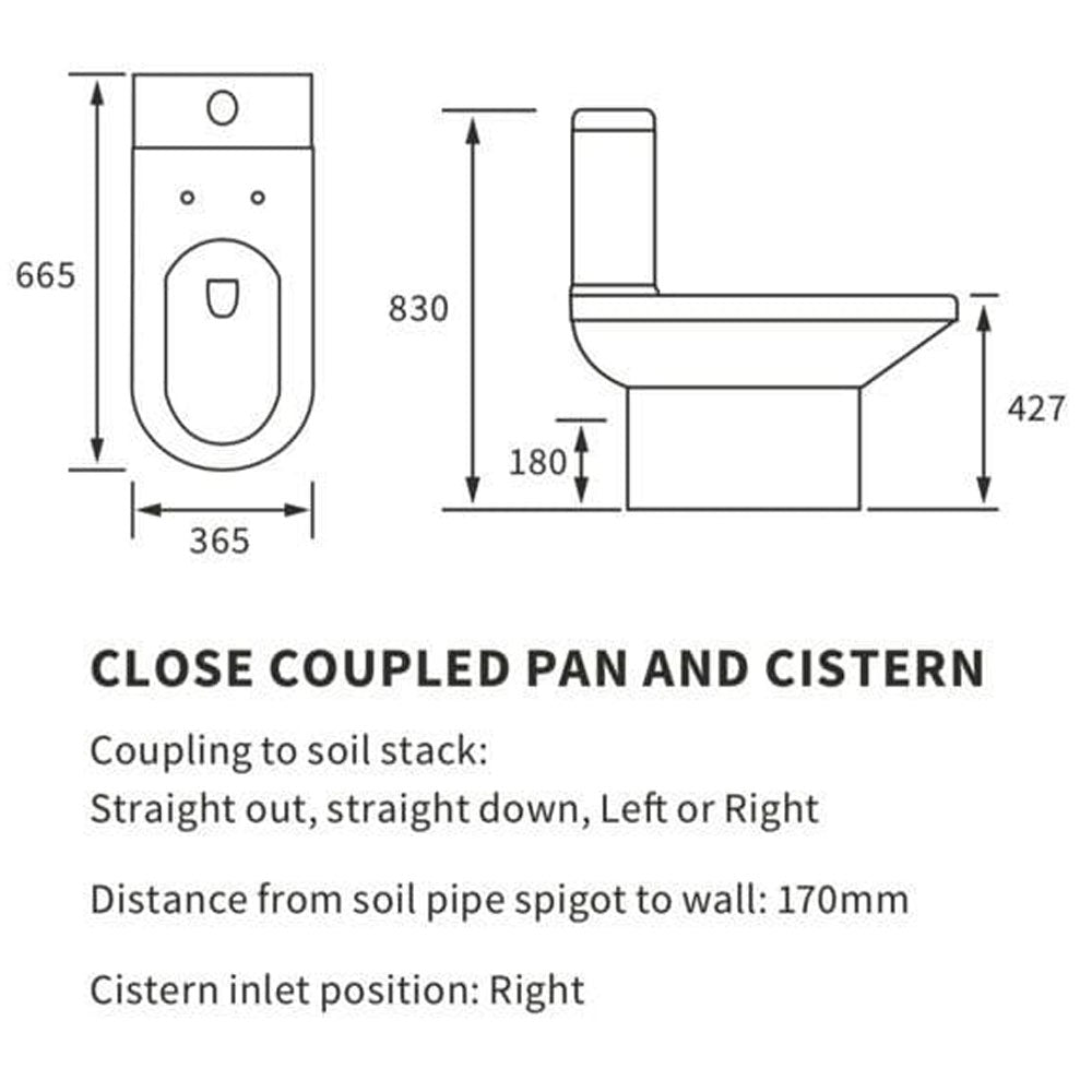 Serpens Open Back Close Coupled Toilet Inc Soft Close Seat image 5
